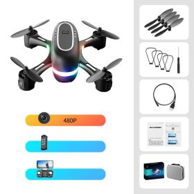 Mini Aerial Photography Gradient LED Remote Control Plane (Option: Black-Single power-480p)