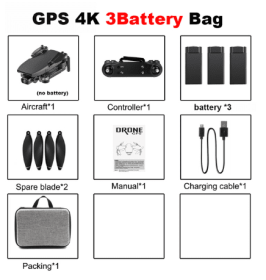 4K Aerial Camera New Product Remote Control Plane (Option: Black-Three power)